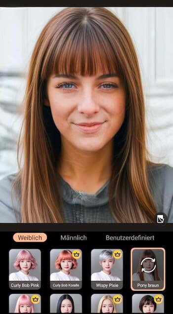 PhotoDirector - Frisuren für runde Gesichter testen